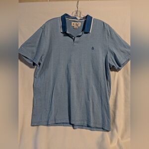 Original Penguin Men's Button Down Blue Polo Shirt Size XL